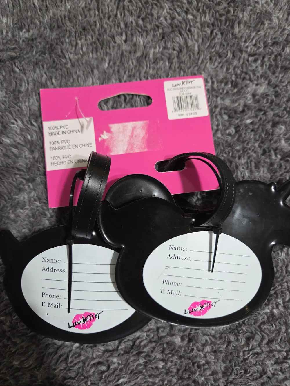 Betsey Johnson Pink & White Unicorn Luggage Tag Set